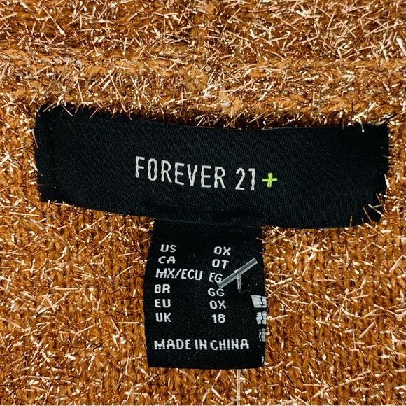 Forever 21 Rose Gold Eyelash Fuzzy Glitter Sparkle Button Down Cardigan - Picture 4 of 8